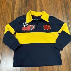 Disney Pixar Cars Lightning McQueen navy/yellow long sleeve polo